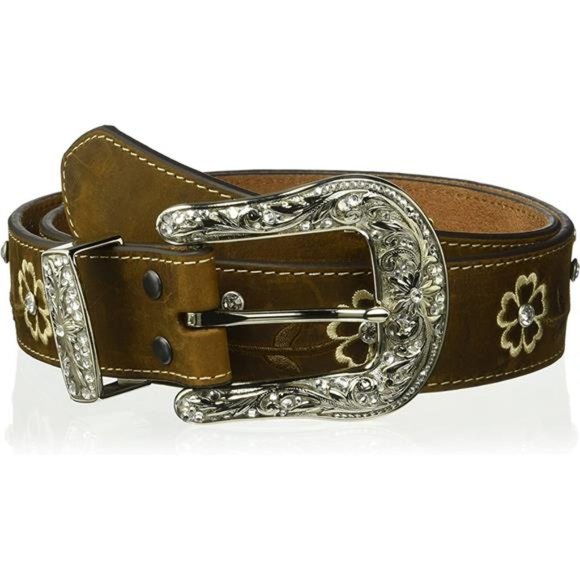 ARIAT Women's Floral Stitch Berry Concho Belt